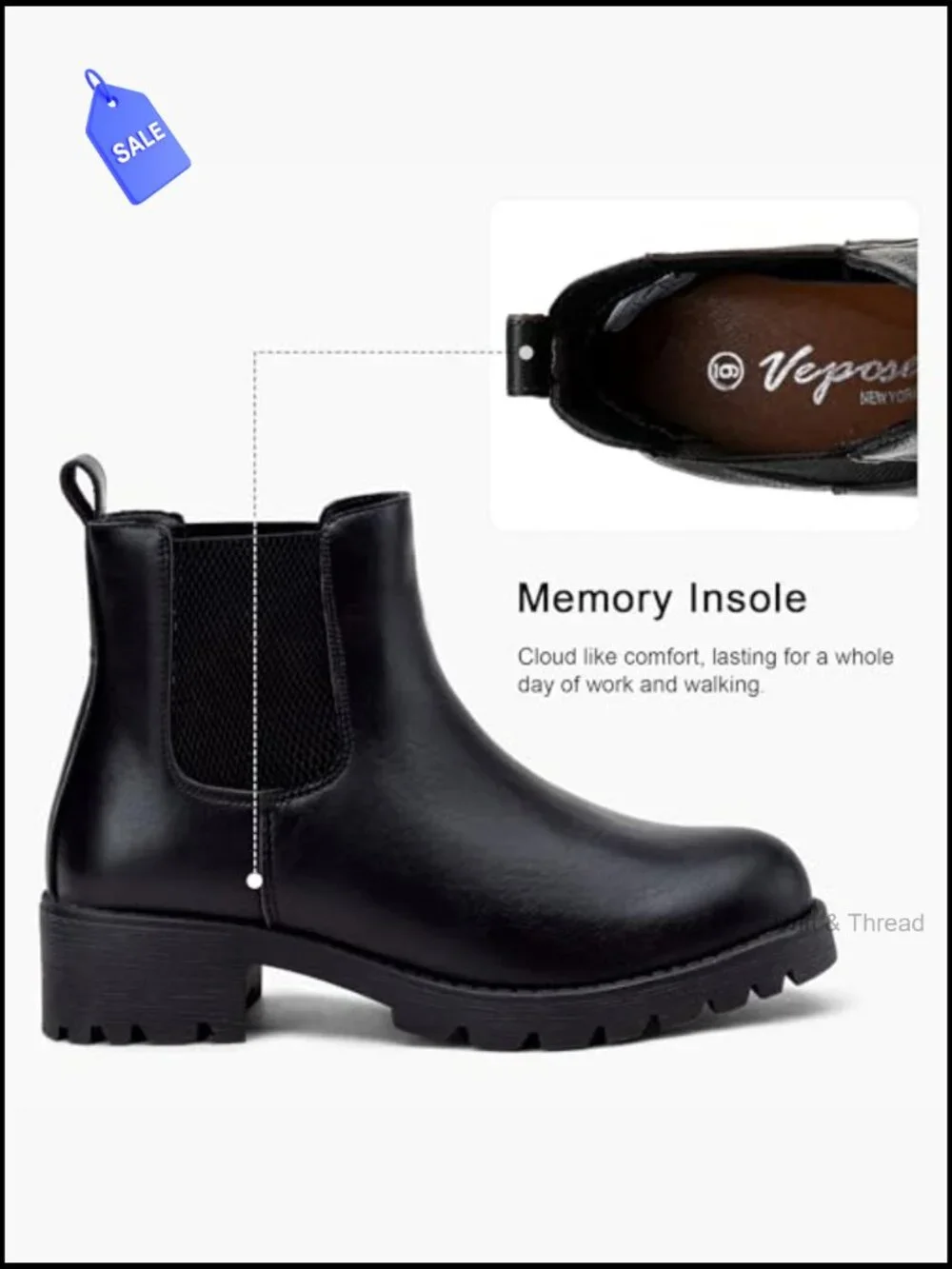 Women's Chelsea Ankle Boots Pull-On Low Heel Booties Round Toe Block Heel